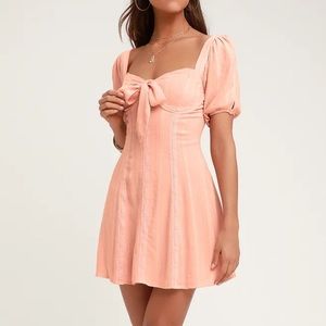 Puff sleeve bow mini dress